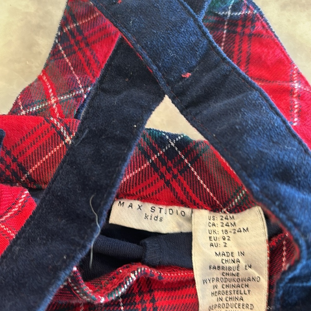 Kids Boy Toddler Blue with red plaid overalls sz 24 month - Picture 4 of 4